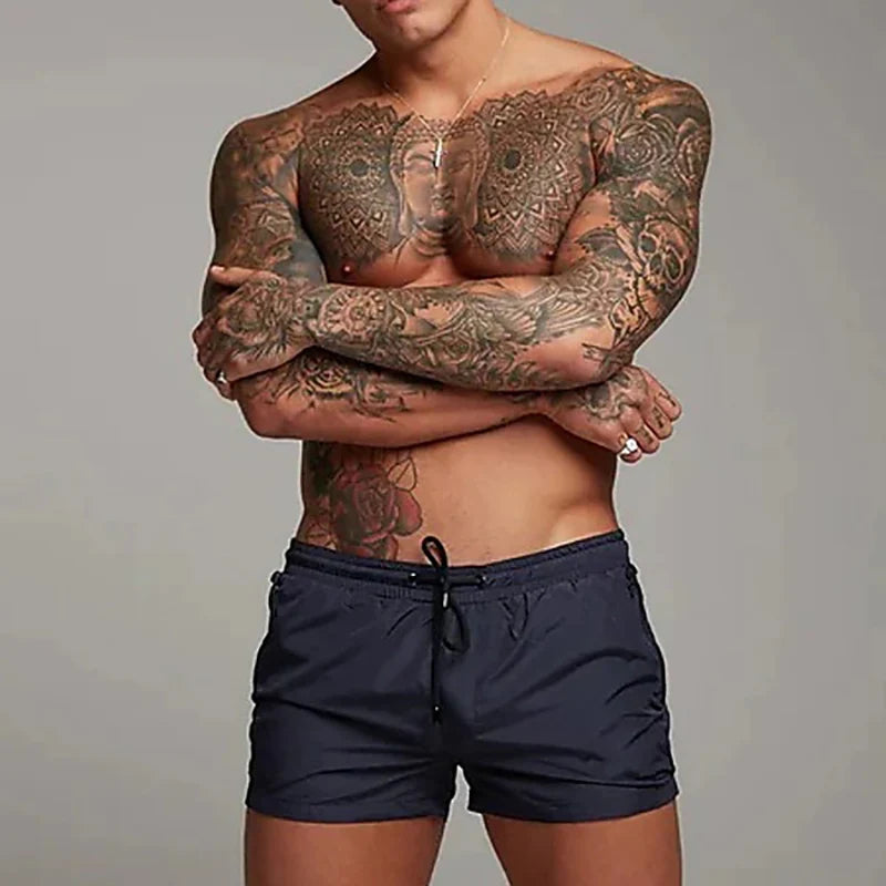 Men's Quick-Dry Athletic Gym Shorts with Zipper Pockets