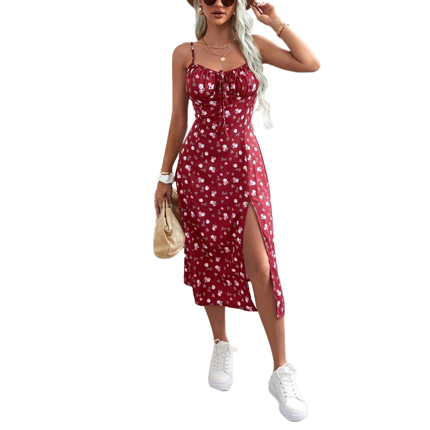 Elegant Summer Floral Spaghetti Strap Mini Dress