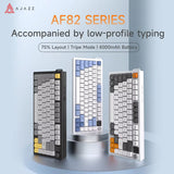 AJAZZ AF82 Office Low Profile Keyboard RGB Wired/Wireless Gaming Keyboard 75% Layout 82 keys 4000mAh Battery for Win/Mac