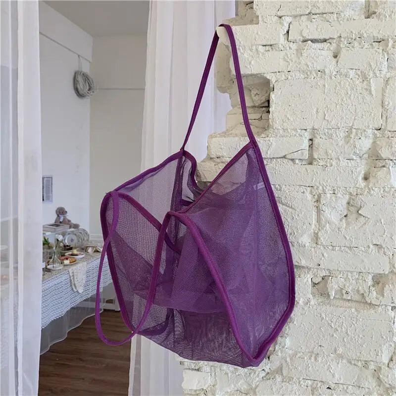 Women's Mesh Tote Bag for Beach & Shopping