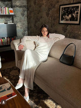 Elegant O-Neck Knit Maxi Dress