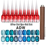 AS 9pcs Cat Eye Magnetic Moonlight Gel Nail Polish Set 15ml Sparkle White Silver Water Light Red UV Gel Nail Art Manicure Vernis