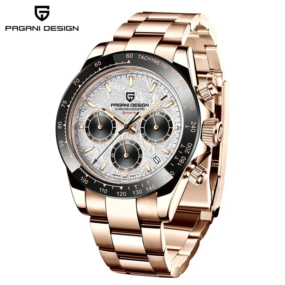 2026 New PAGANI DESIGN Rose Gold Chronograph Men's Watches Luxury Quartz Watch For Men Automatic Date Stainless steel Wristwatch