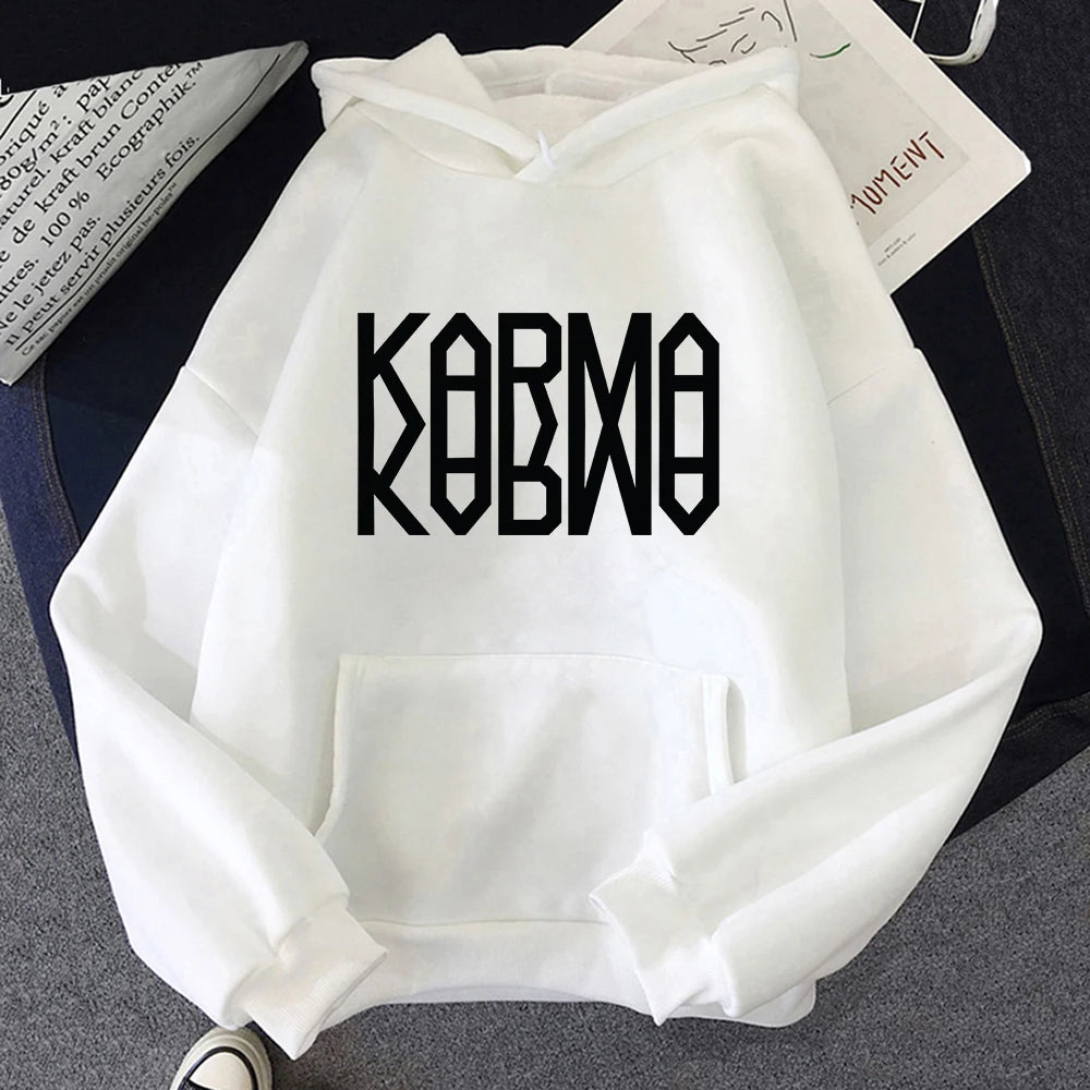 KARMA Vintage-Inspired Fleece Pullover Hoodie