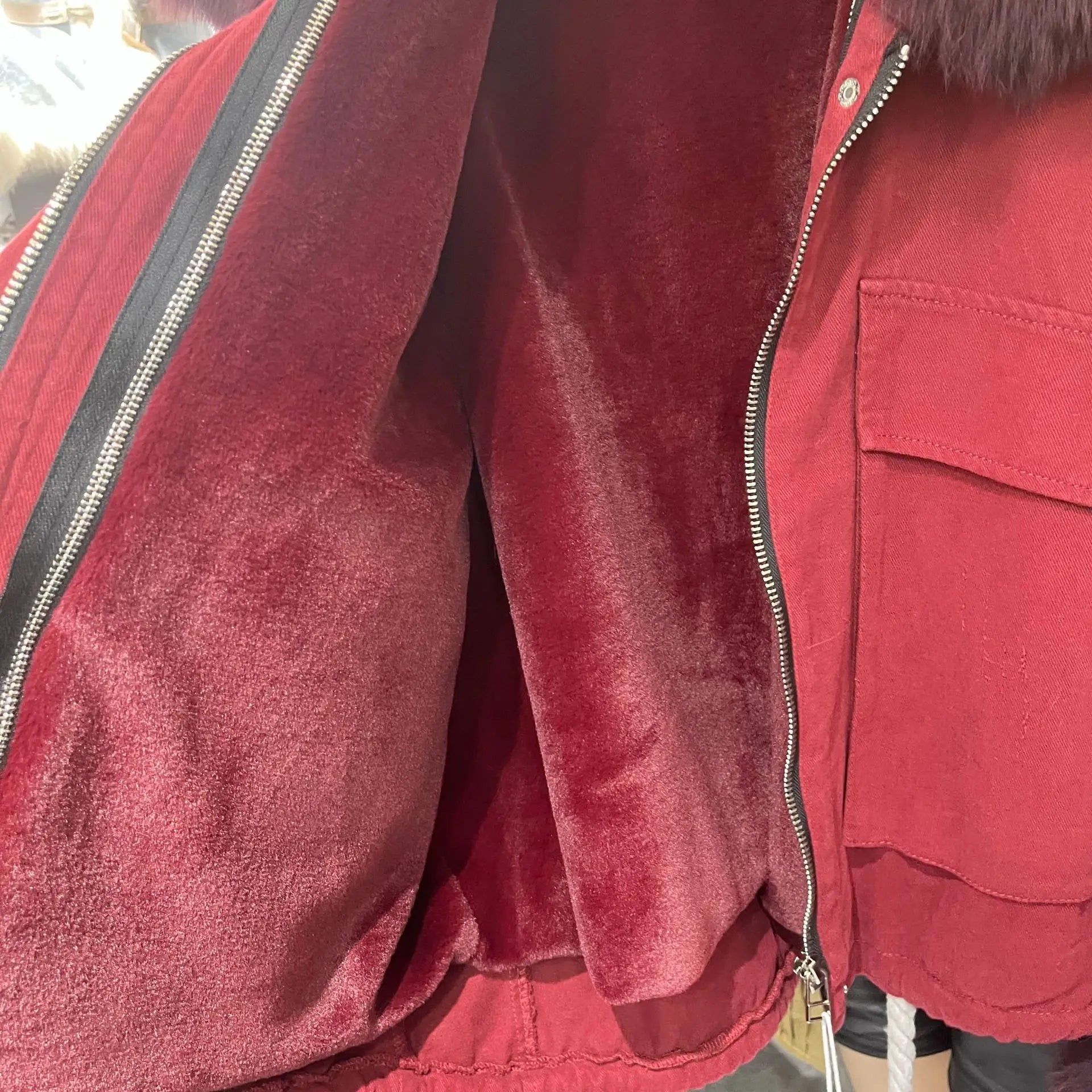 Women's Fox Fur Denim Winter Jacket – 2025 USA Streetwear Edition