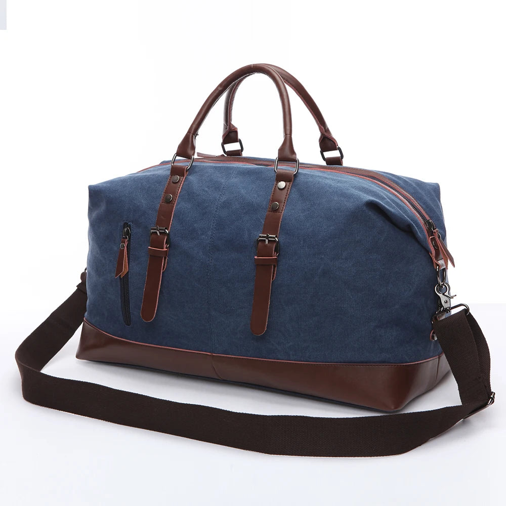Original Canvas Leather Men Travel Bags Carry on Luggage Bags Men Duffel Bags Travel Tote Large Weekend Bag Overnight