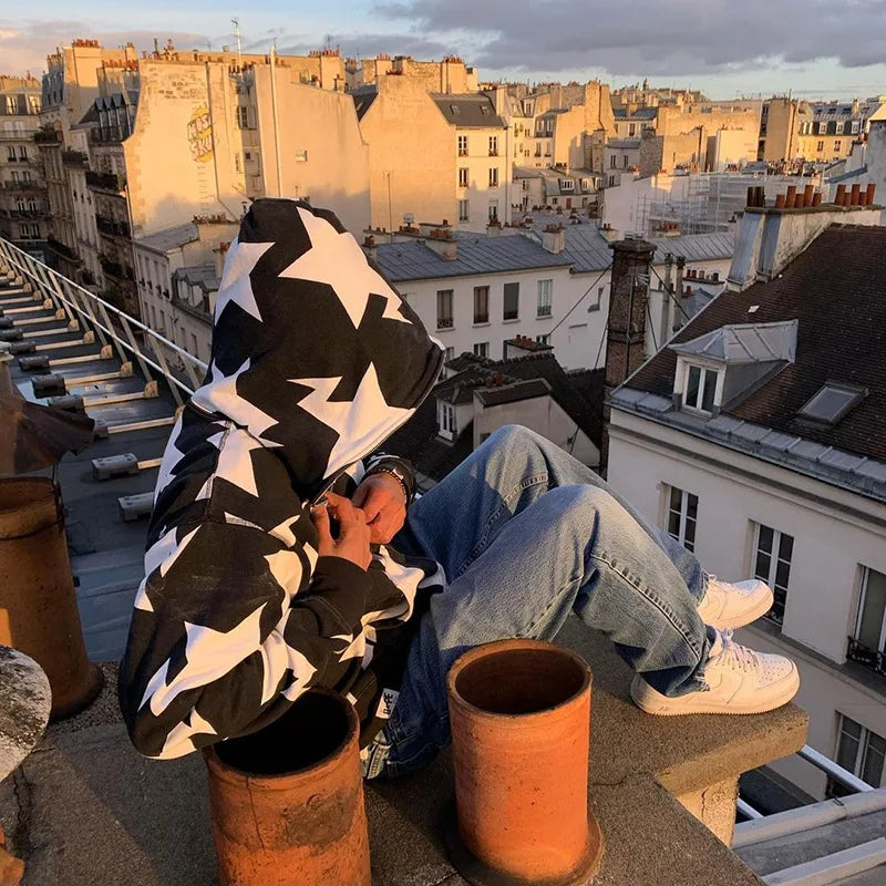 Men’s Y2K Star Print Relaxed Hoodie