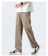 Coffee Ultra-thin Wide Pants Men Lyocell Fabric Breathable Soft Straight Casual Trousers Loose Simple Male Sweatpants