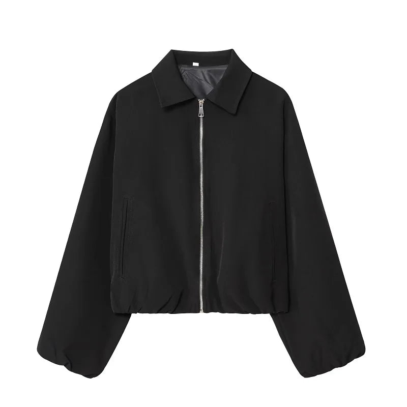 MUJER Women's Puffed Varsity Bomber Jacket | Cropped & Chic