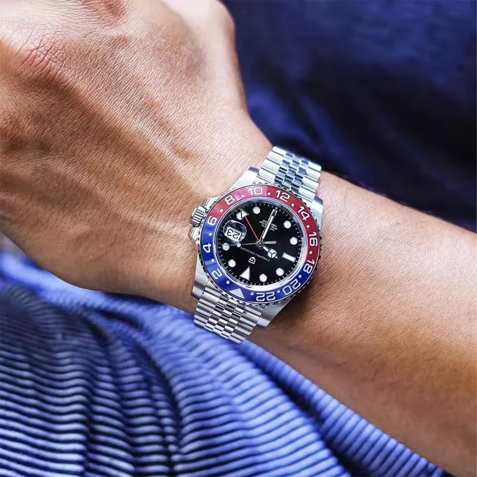 PAGANI DESIGN 40mm Automatic GMT Wristwatch Stainless Steel Waterproof Men Watch Top Brand Mechanical sports Watches Men PD-1662