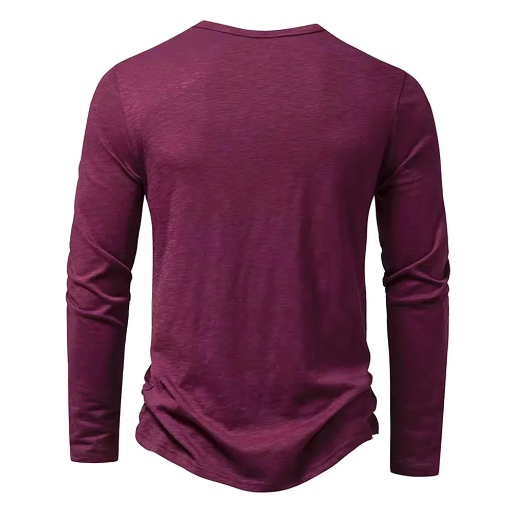 Men's Cotton Henley Long Sleeve Shirt