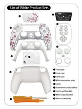 Pink Sakura PS5 Controller Shell Faceplate Cover with Touchpad for DualSense Controller, Replacement for BDM-010/020/030/040/050