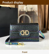 Advanced Ostrich Pattern Diamond Inlaid Women's Handbag New Fashionable High-End Shoulder Crossbody Bag
