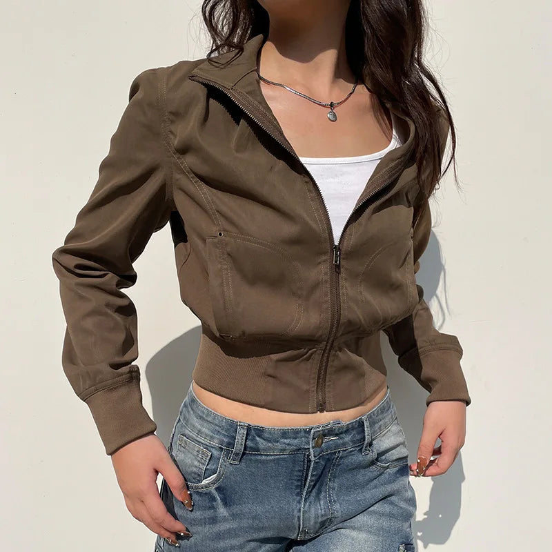 American retro industrial style line segmentation pocket flight staff jacket, versatile autumn and winter jacket