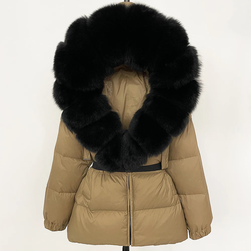 Real Fox Fur Hooded Duck Down Puffer