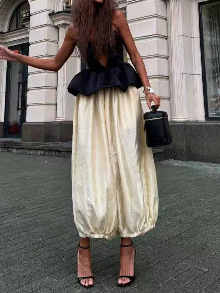 New Summer Off Shoulder Slim Fit Party Suit Elegant Temperament Solid Outfit Ladies Sexy Strapless Top And Pants Two Piece Set
