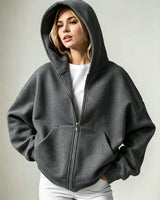 Women’s Relaxed Fleece Zip-Up Hoodie with Pockets