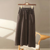 Wool A-Line Midi Skirt – Women's Knit Autumn Winter