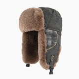 Unisex Winter pilot Thickened Plush Ear-Flap Hat men ski cap winter hat windproof bomber Trendy Patchwork Aviator Trapper cap