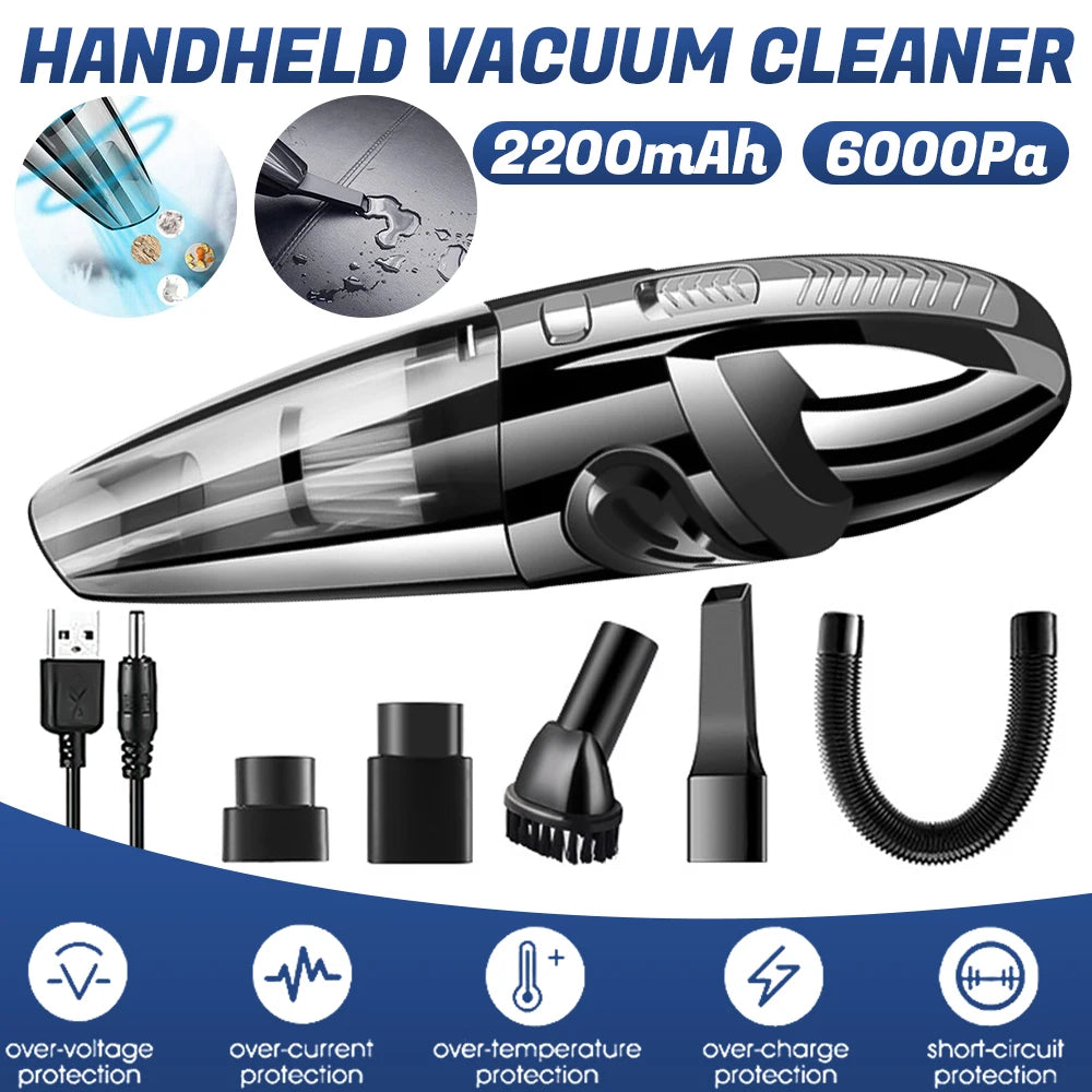 Cordless Handheld Vacuum | 6000Pa Wet & Dry | USB