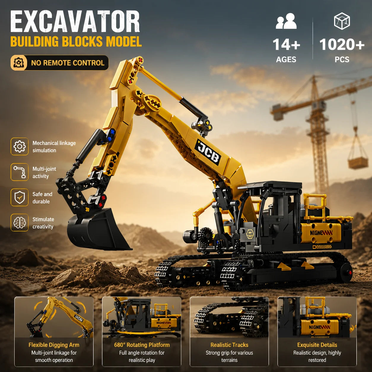 1022PCS City Construction Vehicle Excavator Models Building Blocks MOC Technical Engineering Cars Truck Bricks Toys