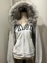 2025 new blue sweatshirt for women fall and winter gothic American retro casual bulk streetwear Y2K design Slim cardigan jacket