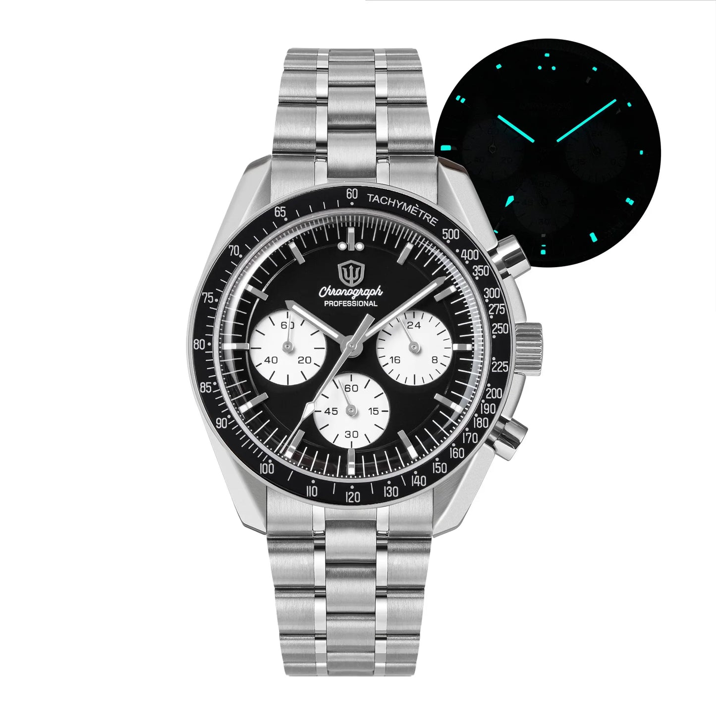 Watchdives WD1863 Chronograph Watch VK63 Quartz Movement Bubble Sapphire Crystal 10Bar Waterproof Luminous 39mm Vintage Watches