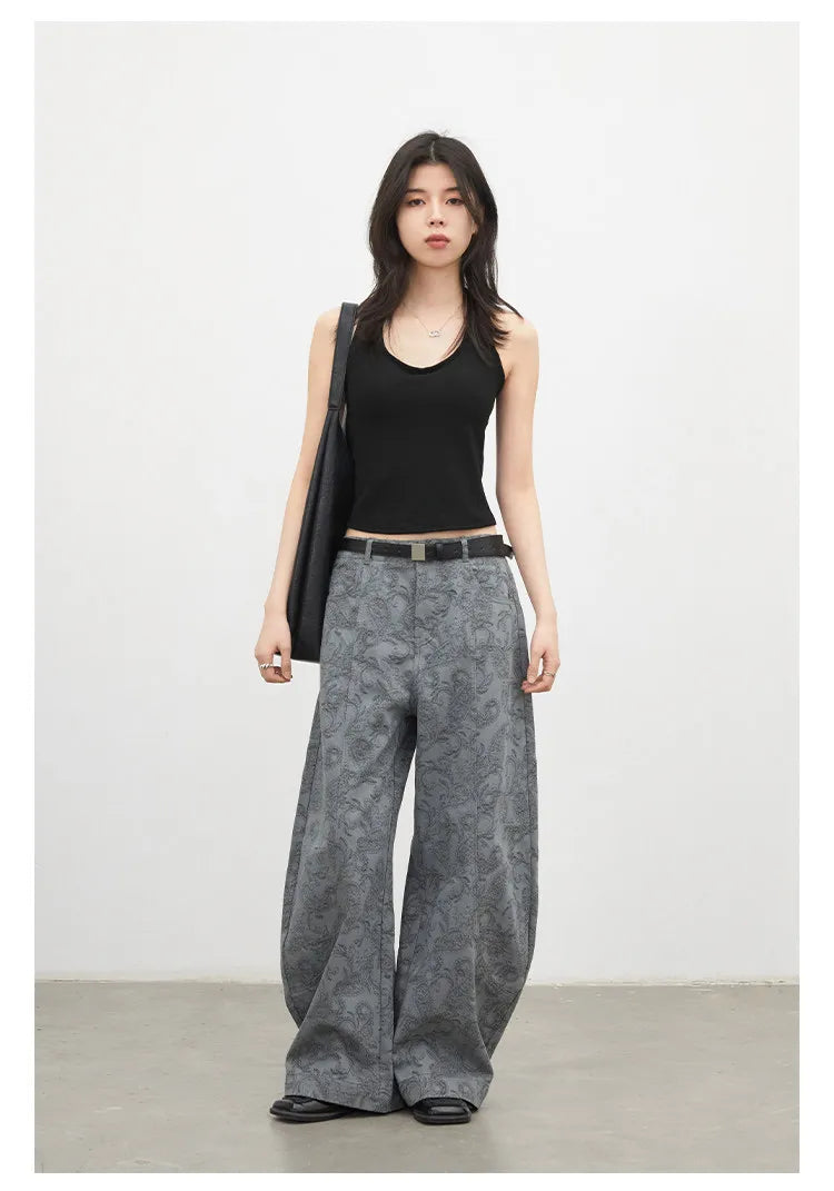 CHIC VEN New Women Jeans Loose Casual High Waist Wide Leg Denim Pants Paisley Female Trousers Spring Autumn 2026