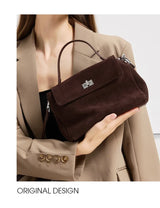 2026 NEW Autumn winter women's Natural Suede leather Crossbody Bag luxury designer Genuine Leather commuting messenger bag