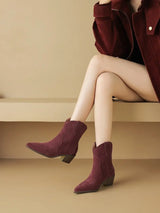 MORAZORA Size 34-44 Cow Suede Leather Western Boots Women Autumn Winter Cowboy Boots Handmade Ankle Boots For Women Shoes