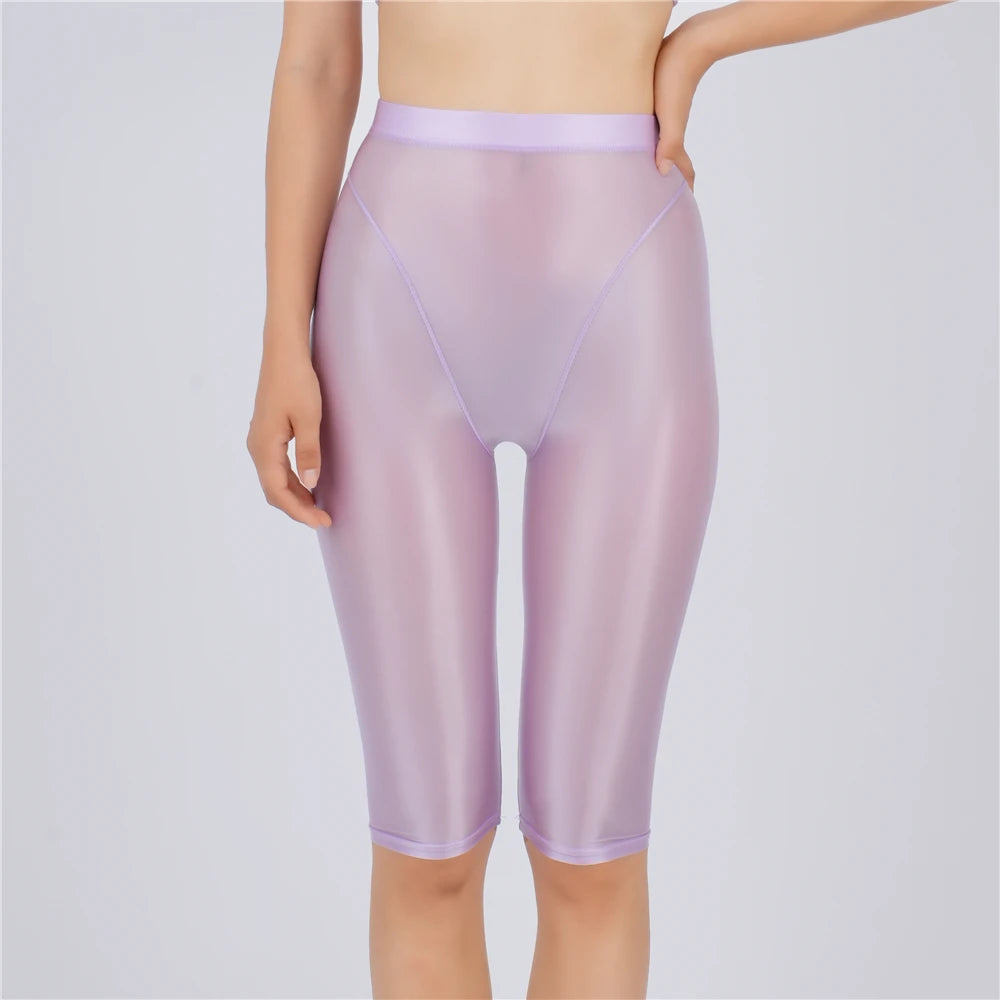 Women's Sheer Stretch Knee-Length Shorts