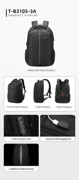 Tigernu Travel Backpacks 14-15.6-17'' Laptop Backpack For Men TSA Anti Theft Backpack Nylon Backpacks Bag For Schoolbag Knapsack