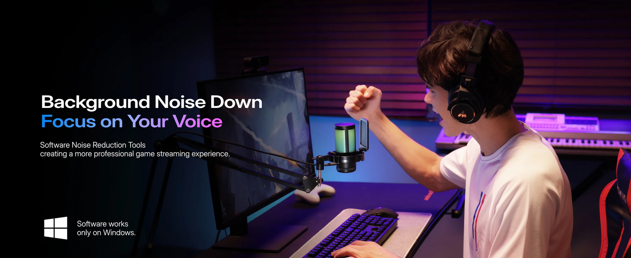 MAONO DGM20S USB Gaming Microphone with RGB & Boom Arm