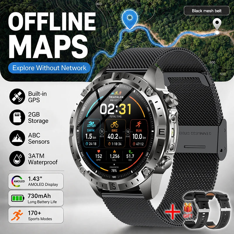 GUHUAVMI TANK Y102 – Military GPS Smart Watch for Men