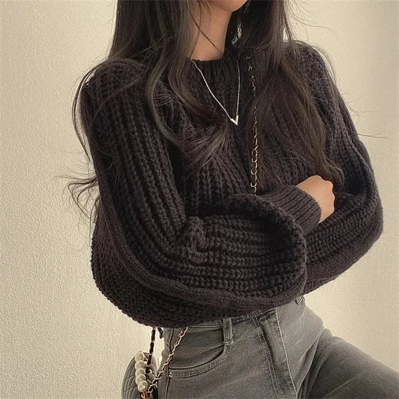 Women's Loose-Fit Crew Neck Knit Sweater