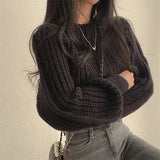 Women's Loose-Fit Crew Neck Knit Sweater