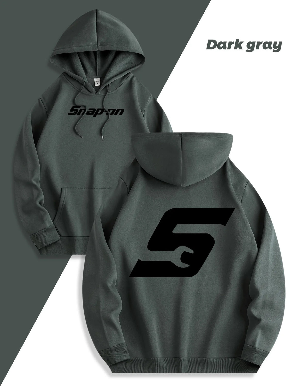 Red Snapon Hooded Sweatshirt Casual Long Sleeve Pullover100% Polyester Knit Fabric All-Season Warm Hoodie with Drawstring