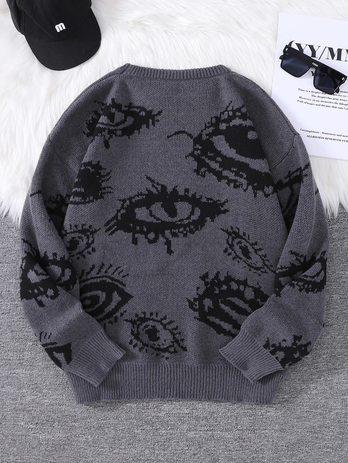 Men's Abstract Eye Jacquard Knit Sweater