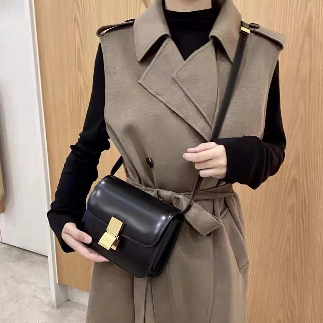 Women’s Genuine Leather Shoulder Bag 2025 Trend Brand Small Square Bags Luxury Designer Handbag Fashion Messenger BagsTofu Bags