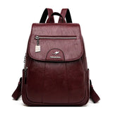Women's Leather Backpack with Organizer Pockets