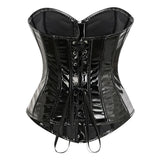 Women's Plus Size Black PVC Vinyl Overbust Corset – Shiny Steampunk Bustier