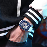 Men’s Sport Quartz Watch – Yellow Silicone Strap, Luminous Auto Date Square Dial