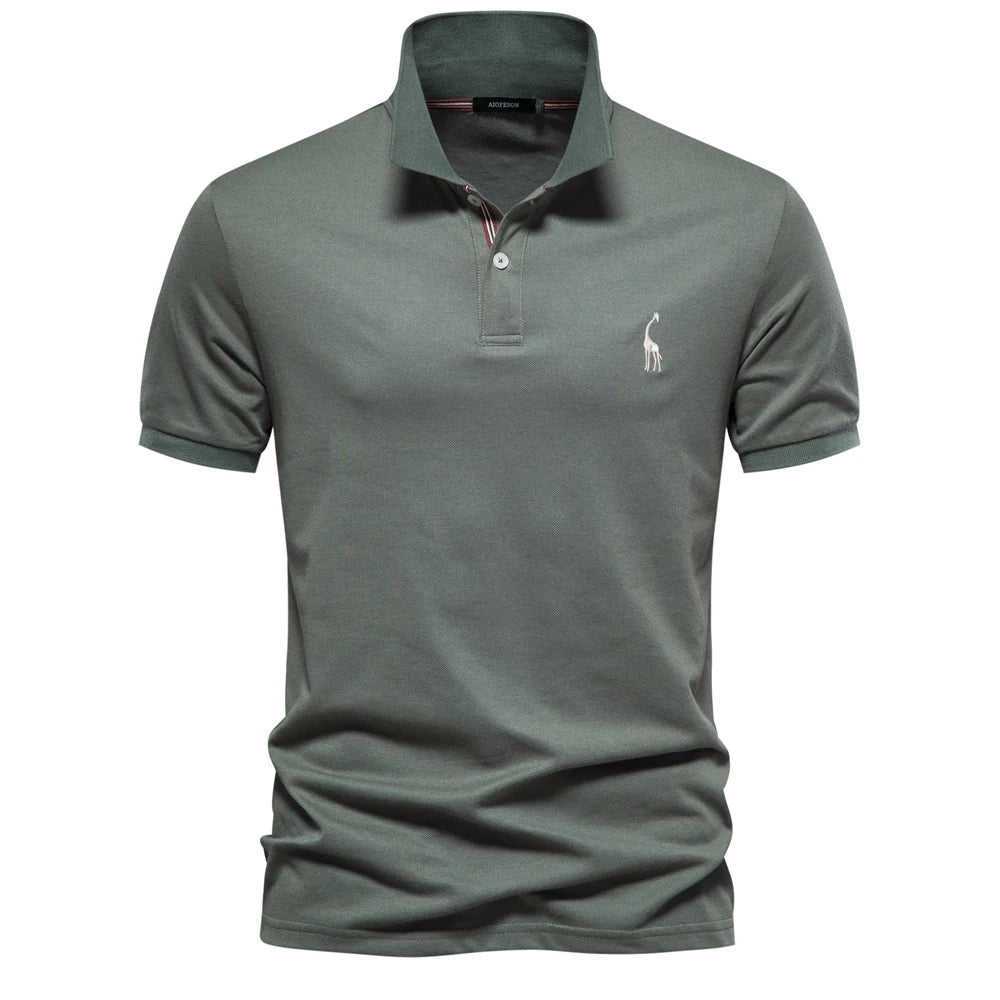 Men's Cotton Polo Shirt – Solid Colors, Relaxed Fit