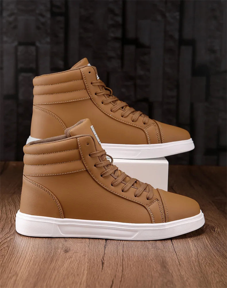 2026 Spring Fashion Red Men's Sneakers High Top Skateboarding Shoes for Men Women Comfortable Unisex Leather Sneakers Size 35-46