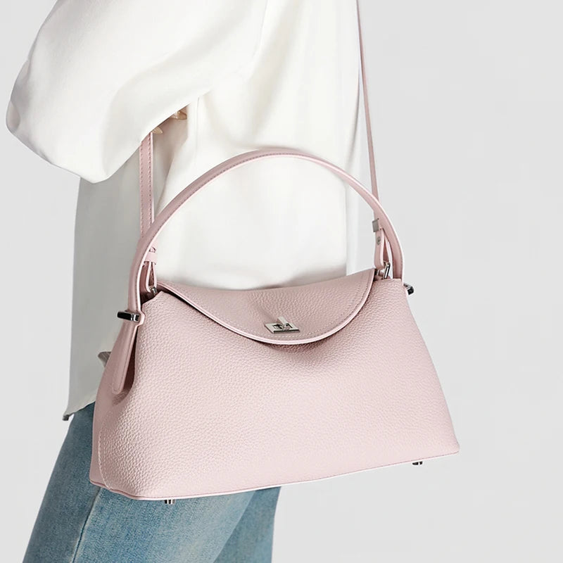 Women's genuine leather handbag fashionable retro designer luxury bag high-quality cowhide large capacity casual shopping bag