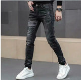 Men's Printed Stretch Slim Fit Denim Jeans