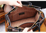 Vintage Luxury Leather Tote – Designer Cat Embroidery Shoulder Bag
