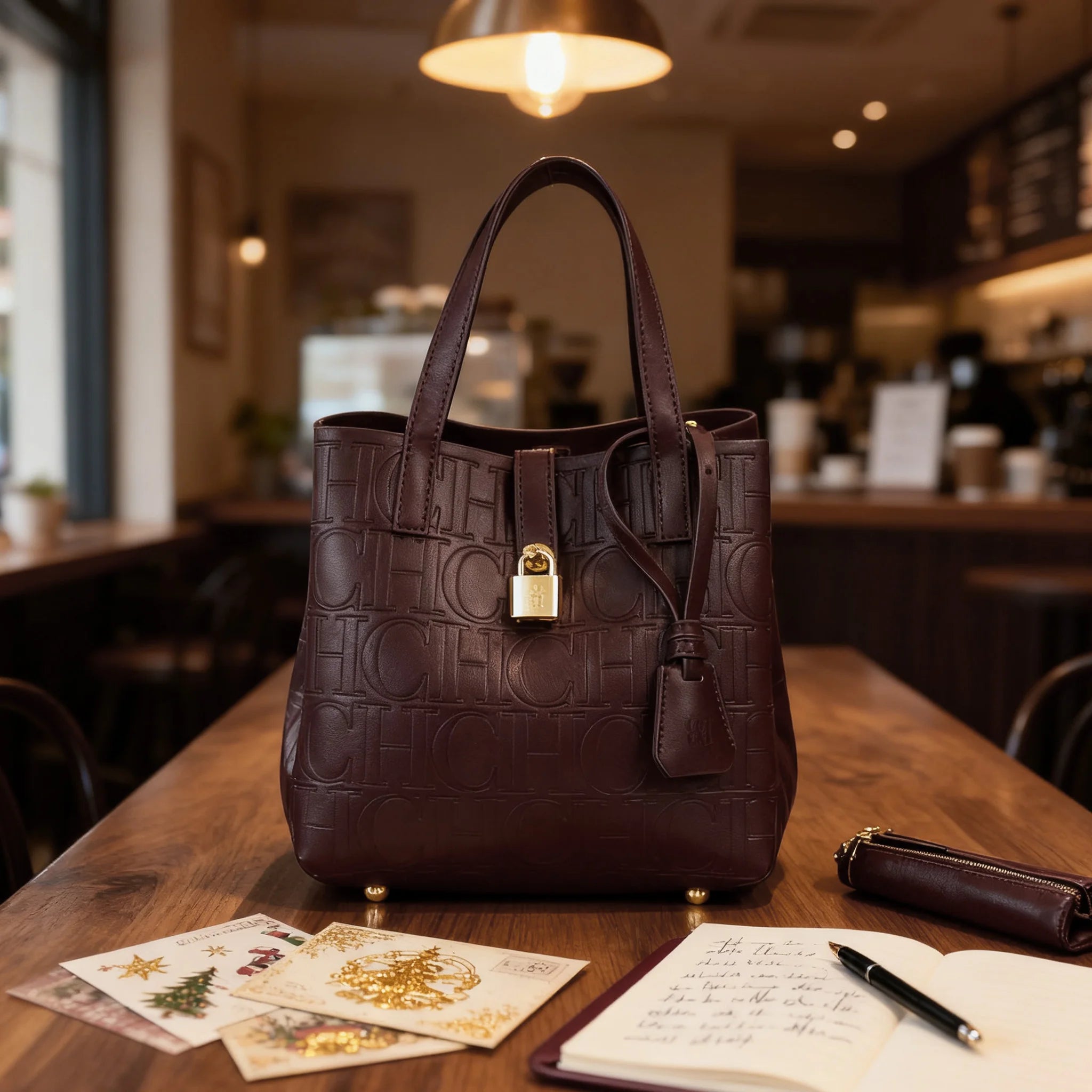 Embossed Letter Print Crossbody & Large Capacity Tote
