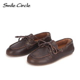 Women's Genuine Leather Moccasin Boat Shoes | Elegant Flats
