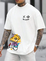Men’s 100% Pure Cotton "BE KIND" Cartoon Print Loose Fit T-Shirt